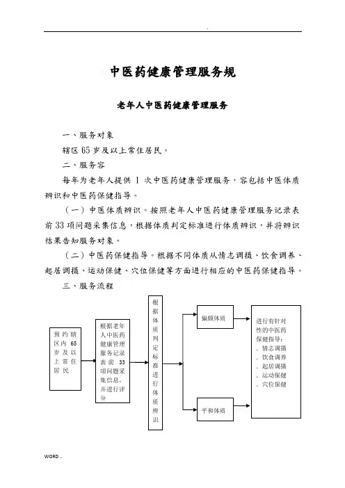 老年人中医药健康服务管理规范标准[详]