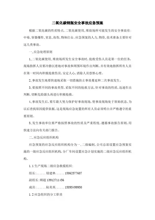 二氧化碳钢瓶安全事故应急预案