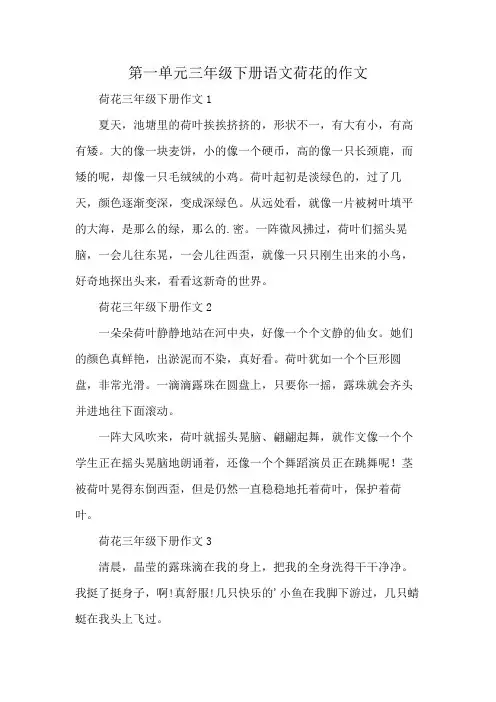 第一单元三年级下册语文荷花的作文