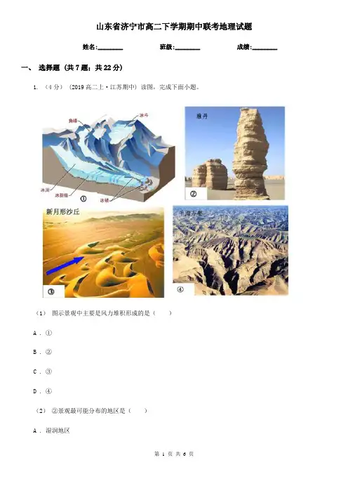 山东省济宁市高二下学期期中联考地理试题