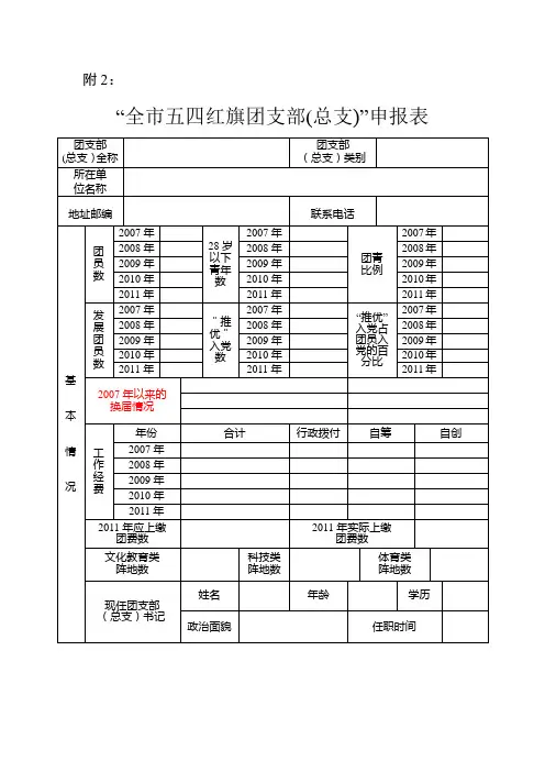 全市五四红旗团支部(总支)”申报表
