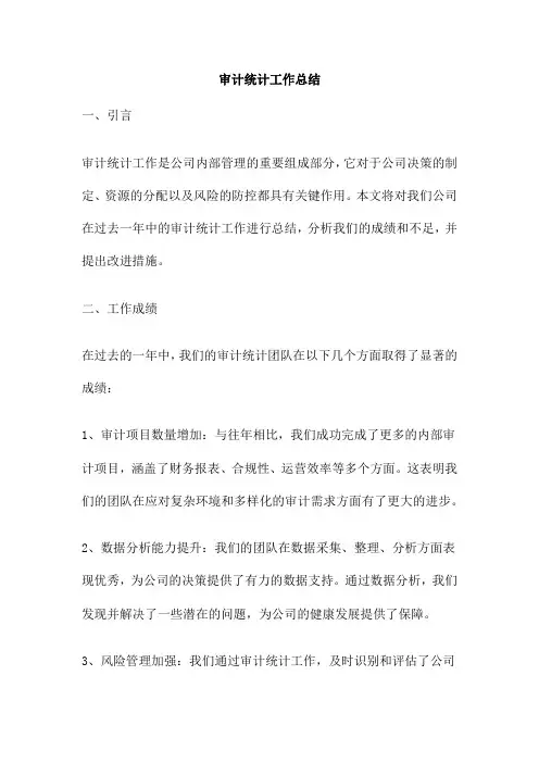 审计统计工作总结