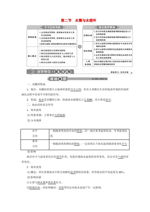 2019_2020学年新教材高中地理第二单元从地球圈层看地表环境2.2水圈与水循环学案鲁教版