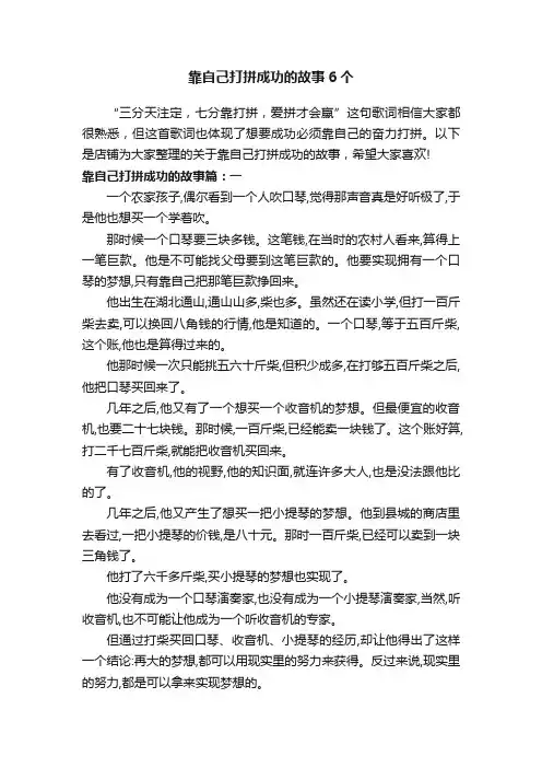 靠自己打拼成功的故事6个