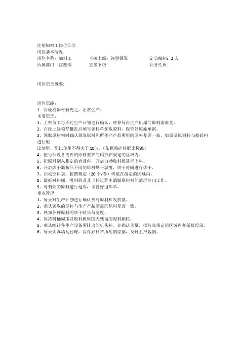 加料工岗位职责说明