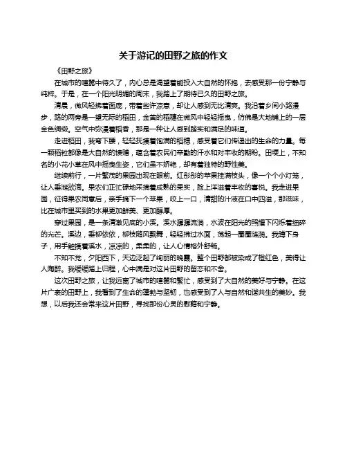 关于游记的田野之旅的作文