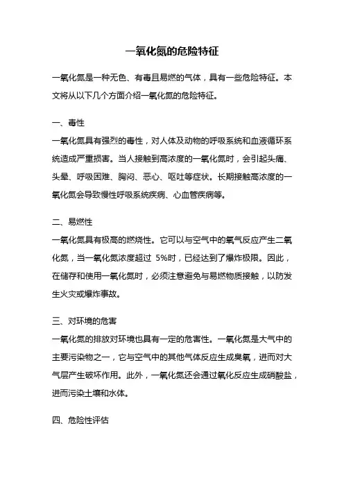 一氧化氮的危险特征
