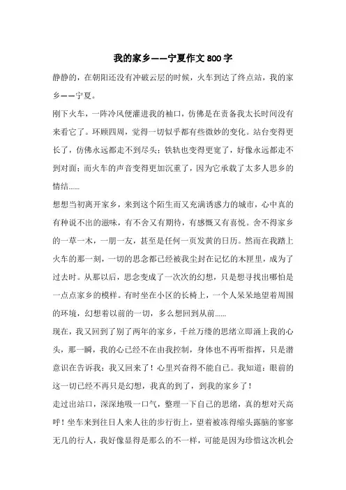 我的家乡——宁夏作文800字