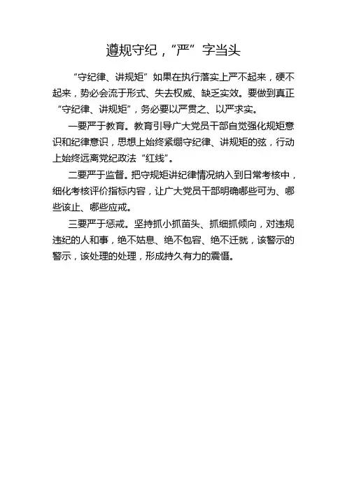 遵规守纪,“严”字当头