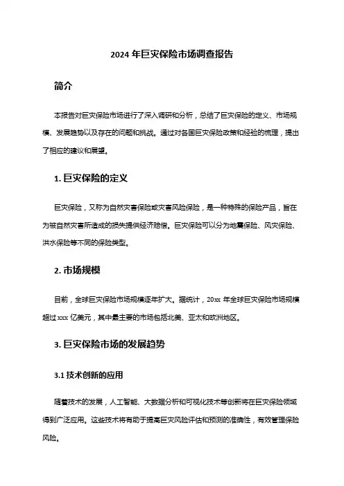 2024年巨灾保险市场调查报告