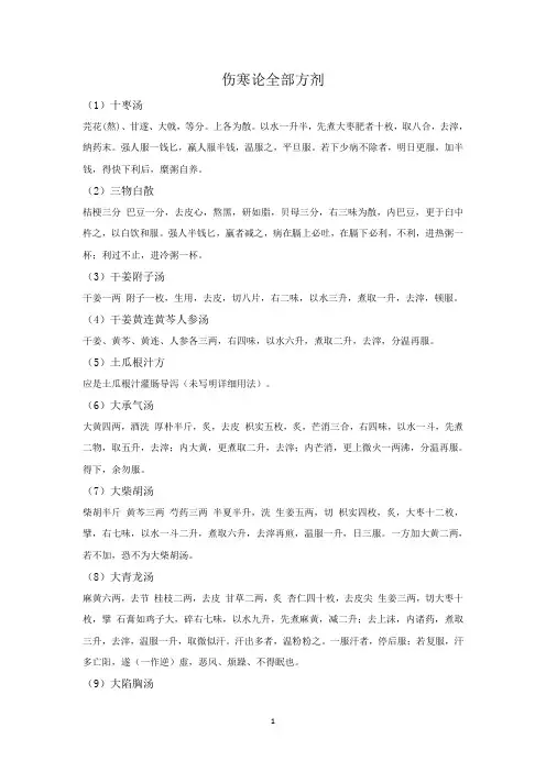 伤寒论方剂