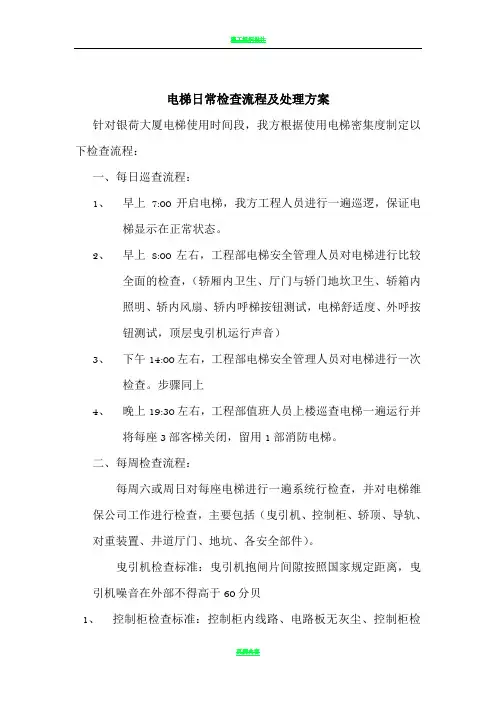 电梯日常检查流程及处理方案