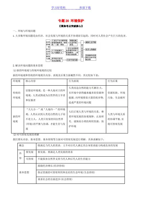 高考地理(精讲精练精析)专题 环境保护试题(含解析)