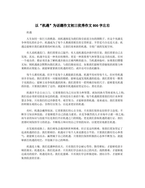 以“机遇”为话题作文初三优秀作文800字左右