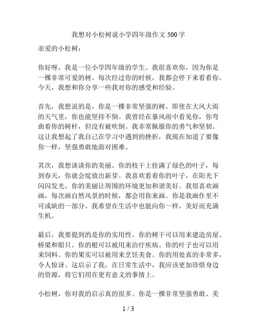 我想对小松树说小学四年级作文500字