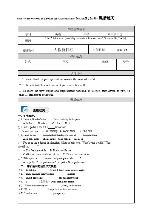 2024人教新目标八年级下册英语Unit 5Section B 2a-3b课后练习及答案