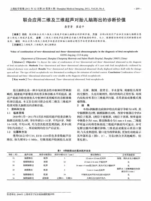 联合应用二维及三维超声对胎儿脑膨出的诊断价值
