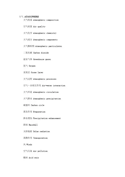 环境资源词汇(中英文对照)