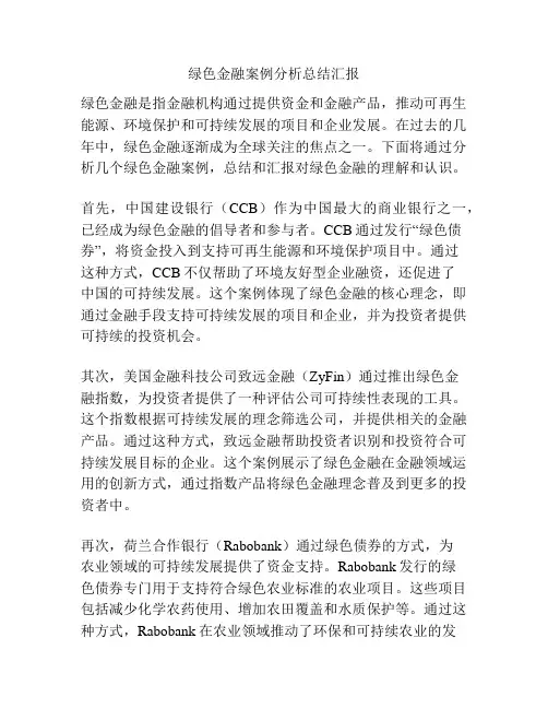 绿色金融案例分析总结汇报