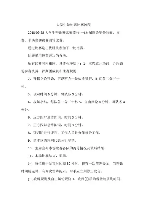 大学生辩论赛比赛流程