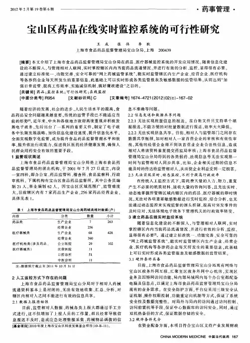宝山区药品在线实时监控系统的可行性研究