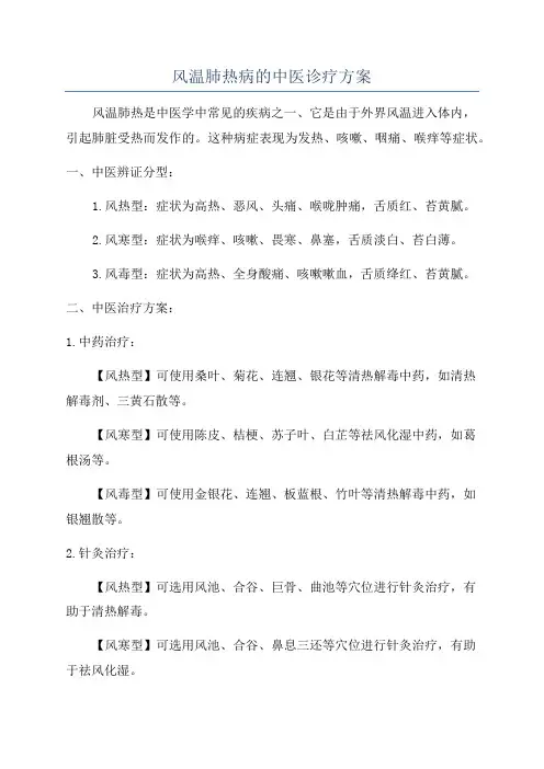 风温肺热病的中医诊疗方案