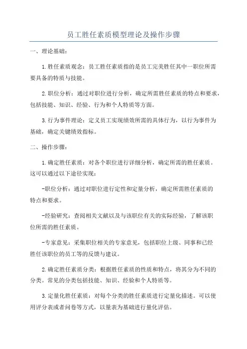 员工胜任素质模型理论及操作步骤