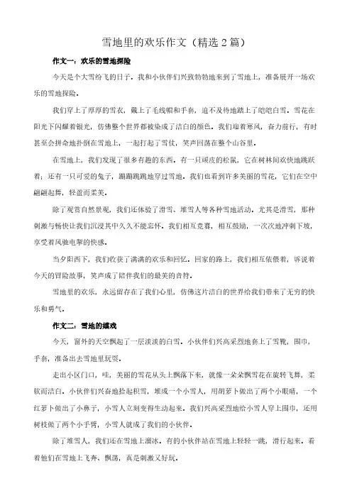 雪地里的欢乐 作文(精选2篇)