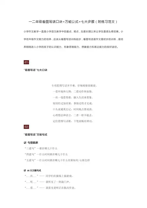 一二年级看图写话口诀万能公式七大步骤(附练习范文)