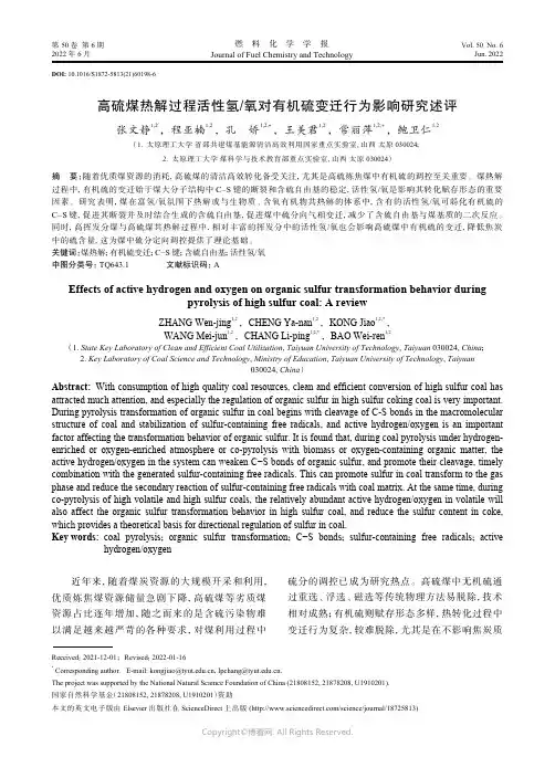 高硫煤热解过程活性氢