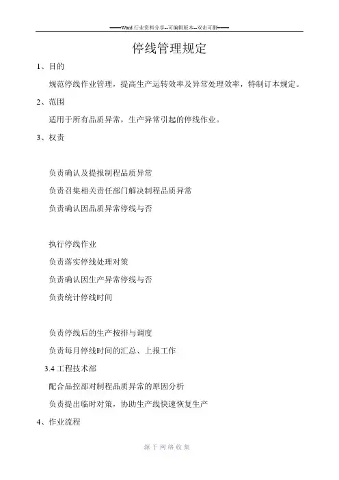 停线管理规定