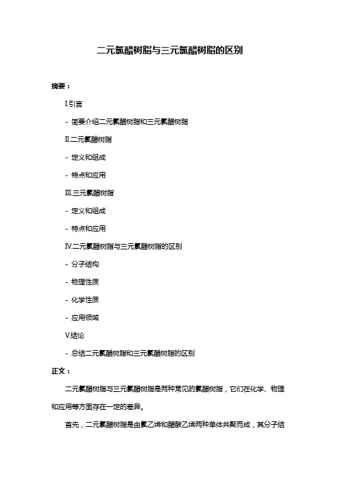 二元氯醋树脂与三元氯醋树脂的区别
