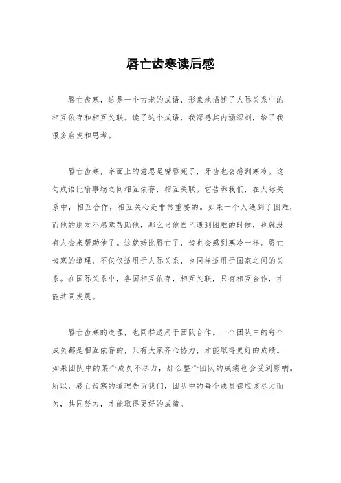 唇亡齿寒读后感