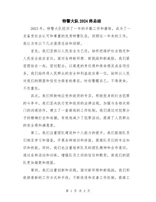 特警大队2024终总结