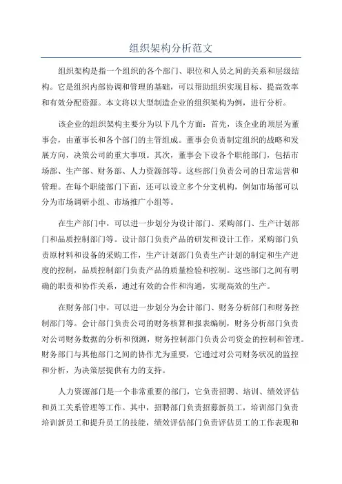 组织架构分析范文