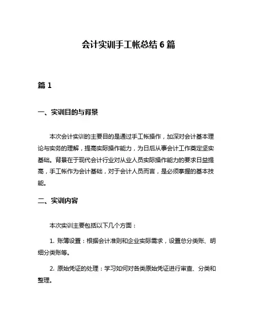 会计实训手工帐总结6篇