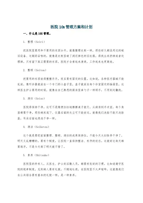 医院10s管理方案和计划