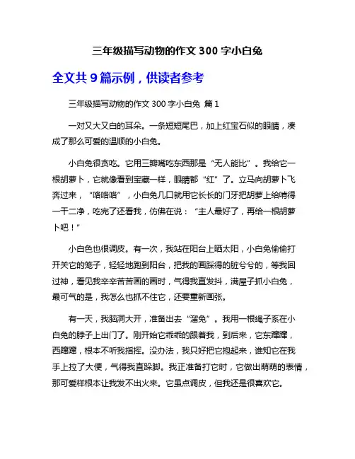 三年级描写动物的作文300字小白兔