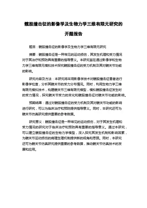 髋股撞击征的影像学及生物力学三维有限元研究的开题报告