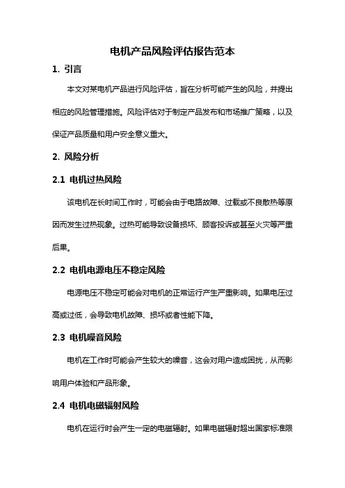 电机产品风险评估报告范本