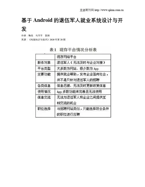 基于Android的退伍军人就业系统设计与开发