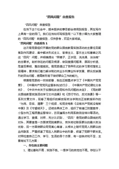 “四风问题”自查报告