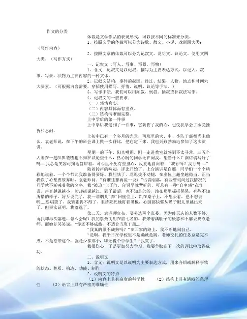 语文作文分类：说明文、记叙文、议论文、应用文汇总大全(史上最全)-(2000字)
