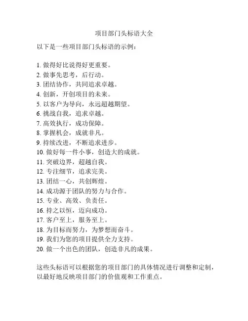 项目部门头标语大全