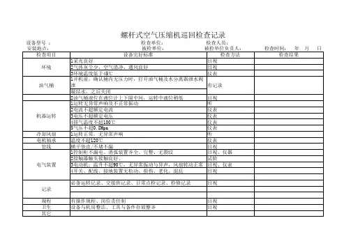 螺杆式压缩机巡回检查记录