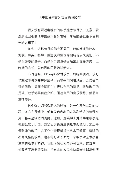 《中国好声音》观后感_900字