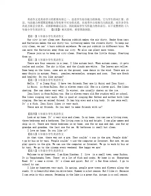 六年级小学生英语作文【8篇】