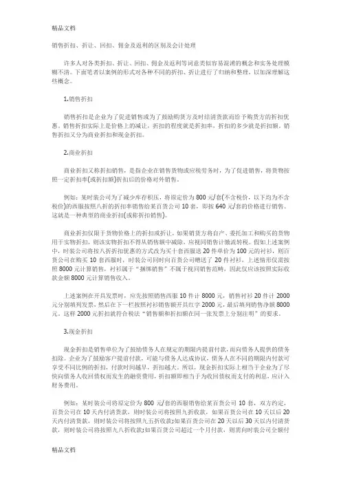 折扣、折让、佣金及返利的解释(汇编)