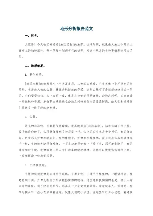 地形分析报告范文