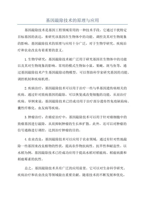 基因敲除技术的原理与应用